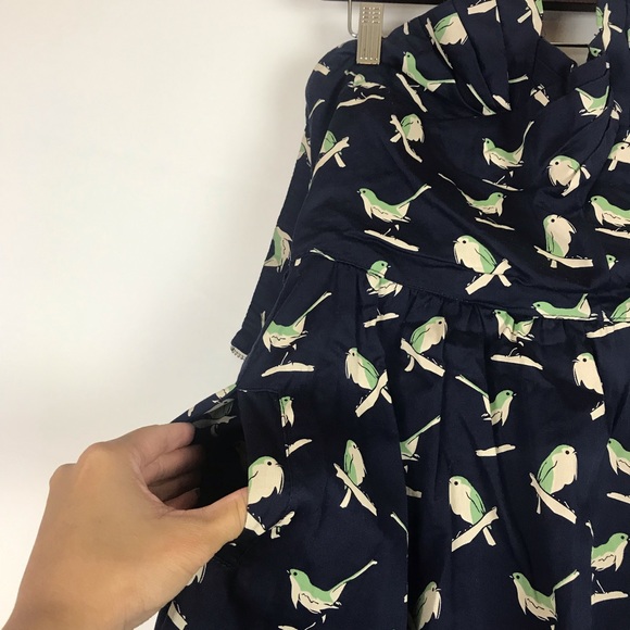 Porridge sing sweetly bird navy sweetheart dress strapless Sz 6 - Picture 6 of 6